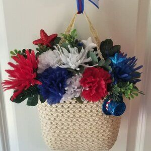 Patriotic Decor Door Hanger Wreath Summer Decor